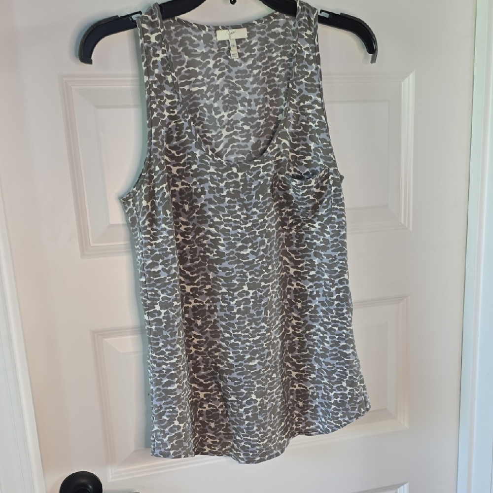 Joie Black and White Sleeveless Tank Top with Animal Print
